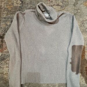 Chadwicks Light Gray Ribbed Turtleneck Sweater